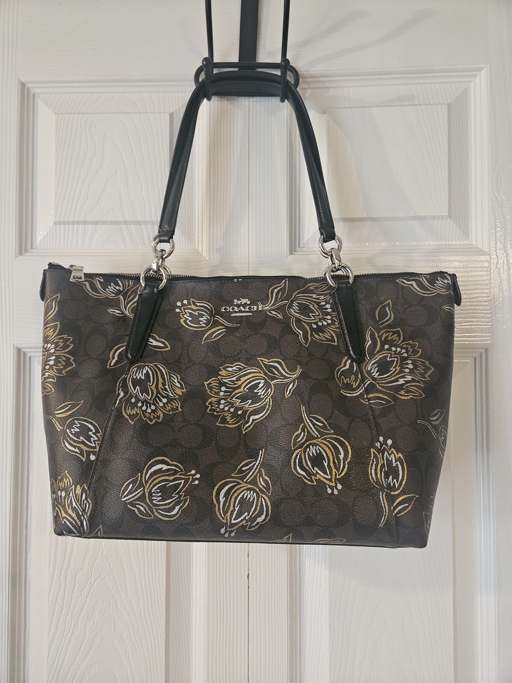 Coach Floral Signature Tote Bag in Brown